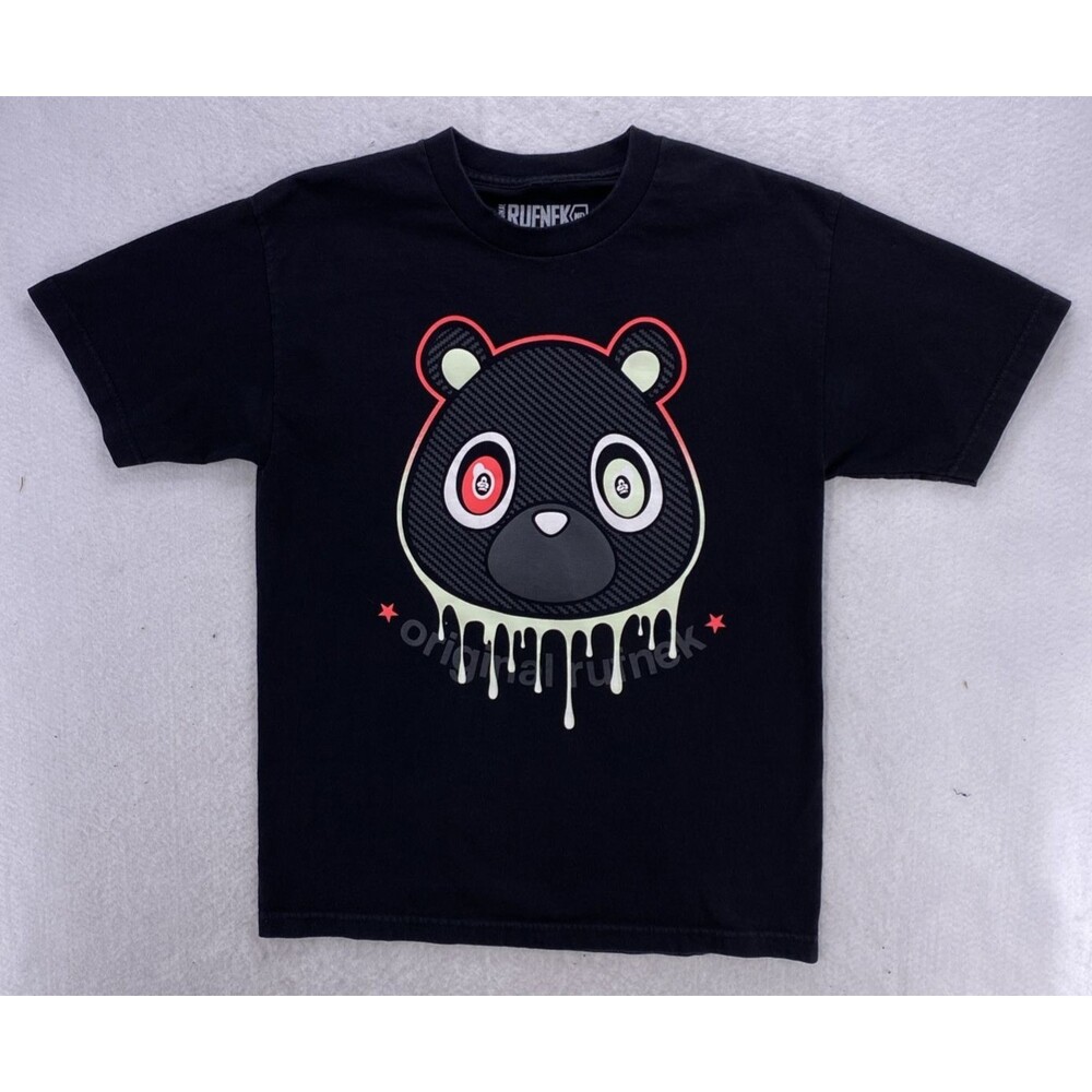 Original Rufnek Mens M Black Graphic T Shirt Kanye Bear Sneaker Match Drip